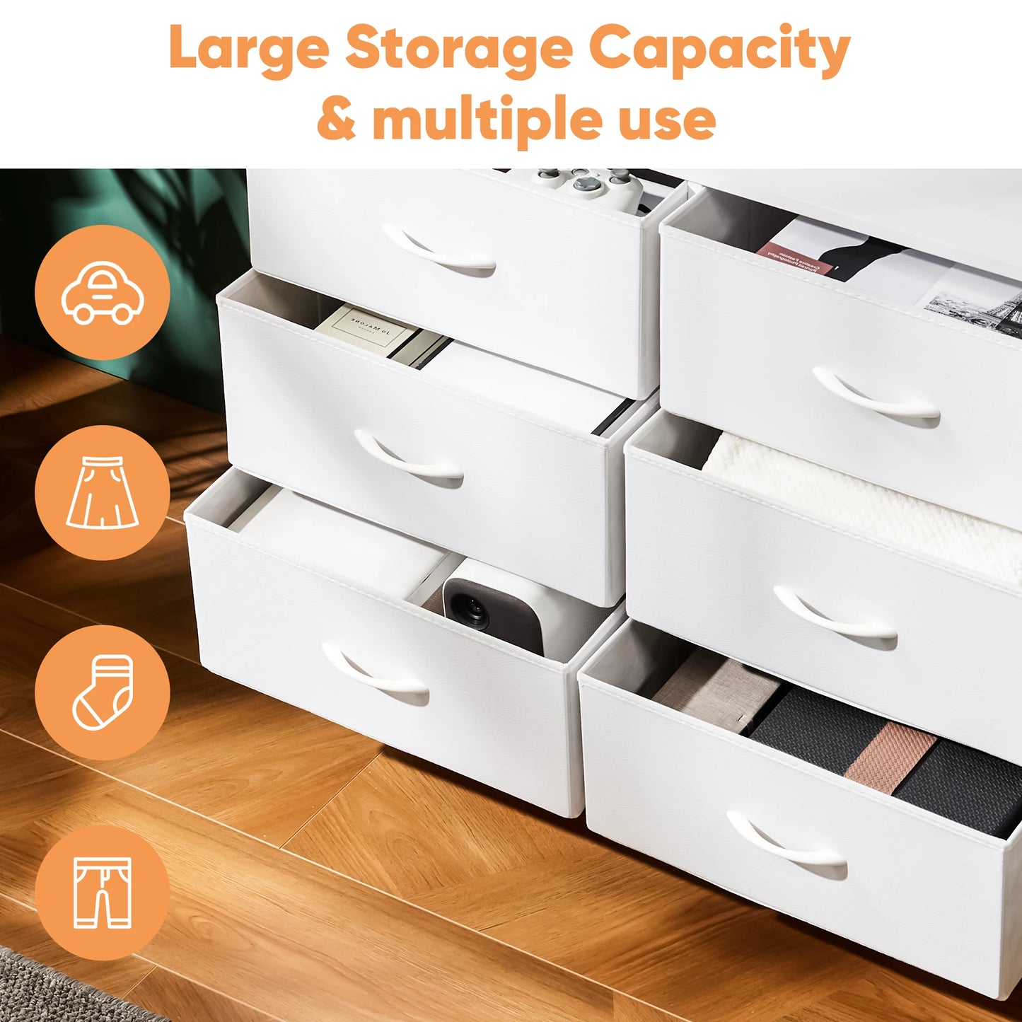 JHK Children’s Wardrobe with 8 Fabric Drawers – Bedroom Storage Cabinet with Steel Frame | Clothes Closet & Home Furniture Organizer