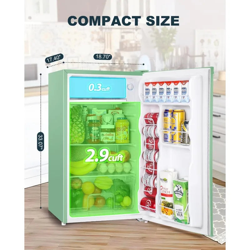Upstreman 3.2 Cu.Ft Mini Fridge with Freezer – Single Door Compact Refrigerator with Adjustable Thermostat, Ideal for Dorms & Offices