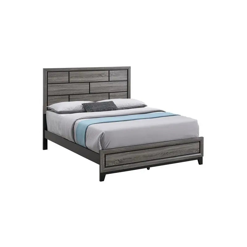 Gray Queen Bed Frame, Stylish Modern Design (Mattress Not Included)