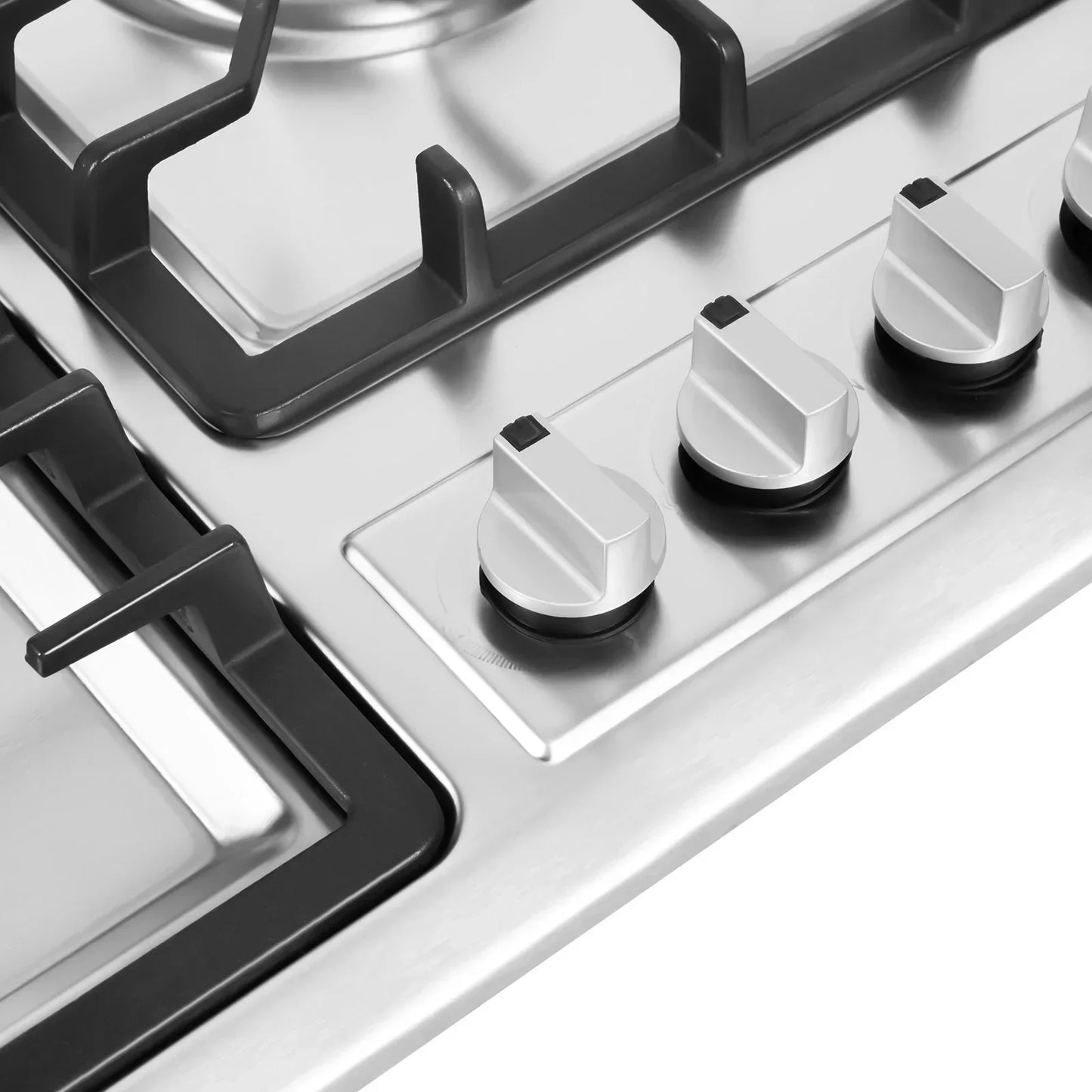 5-Burner Gas Cooktop – Stainless Steel Panel Stove for Natural Gas & LPG