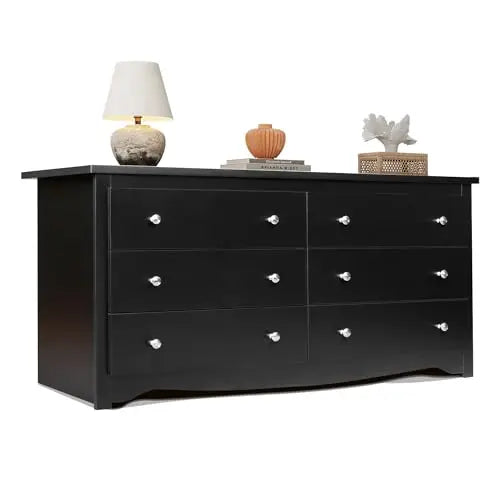 Wooden 6-Drawer Wide Dresser – Modern Chest & Closet Organizer