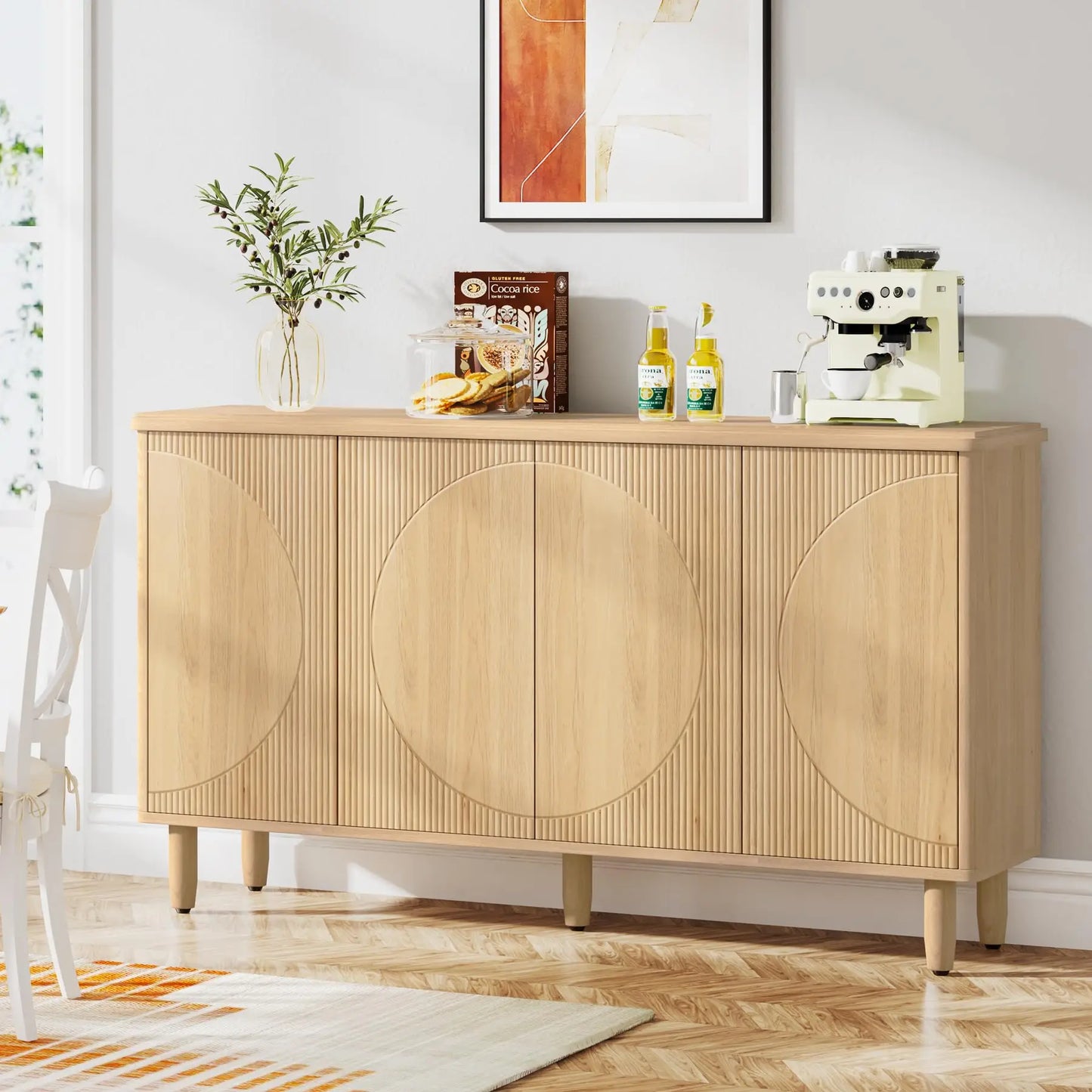 Tribesigns 59" Modern Sideboard Table – Storage Cabinet for Dining Room & Living Room