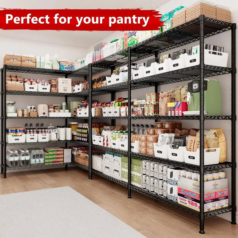 69" W Storage Shelves,Wire Shelving Load 1600LB Metal Shelves for Storage 5-Tier Heavy Duty Shelving Unit with Shelf Adjustable