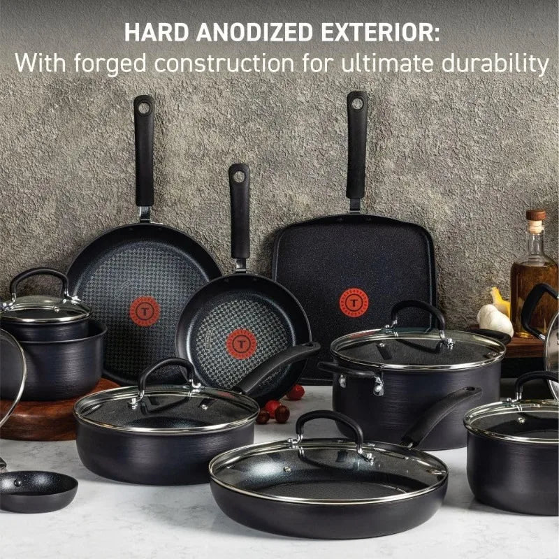 T-fal Ultimate Hard Anodized Nonstick Cookware Set, 17-Piece – Oven & Broiler Safe