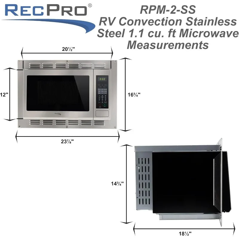 RecPro RV Convection Microwave – 1.1 cu. ft Stainless Steel 120V Appliance | Direct Replacement