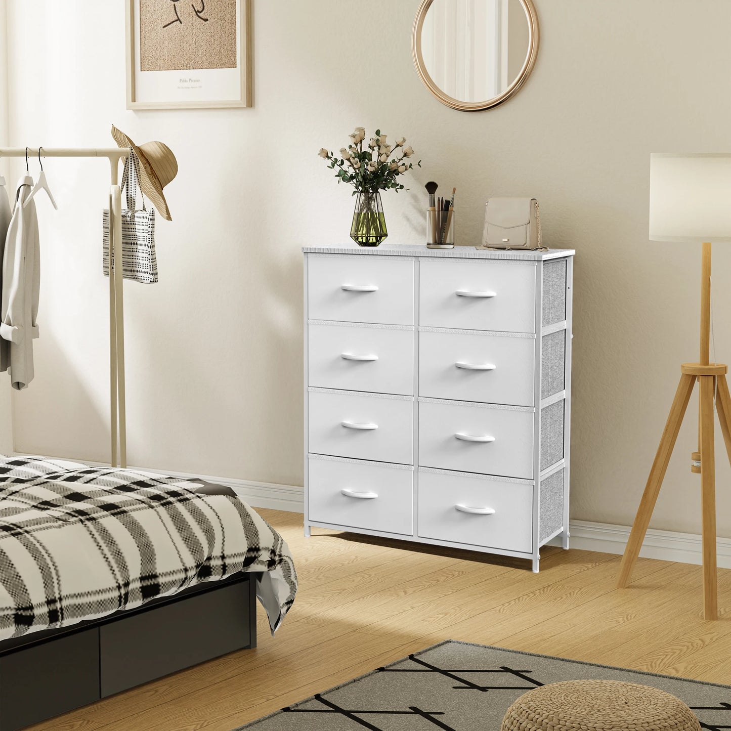 JHK Children’s Wardrobe with 8 Fabric Drawers – Bedroom Storage Cabinet with Steel Frame | Clothes Closet & Home Furniture Organizer