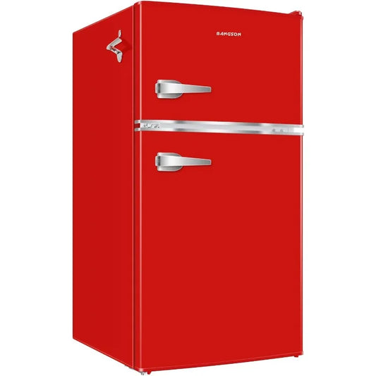 BANGSON 3.2 Cu.Ft Mini Fridge with Freezer – Compact Refrigerator with Door Handle & Bottle Opener for Bedroom & Dorm