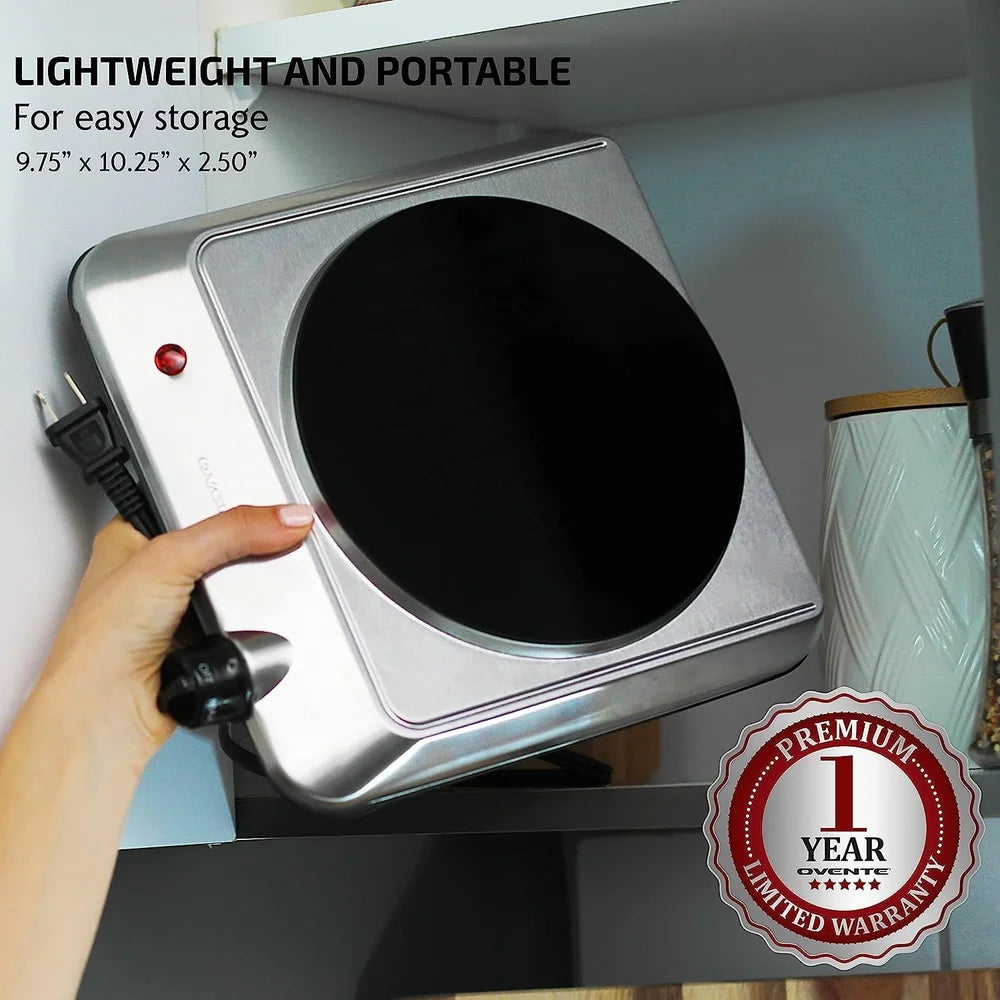 1000W Infrared Electric Cooktop – Portable Single Burner Ceramic Hot Plate with Thermostat Control