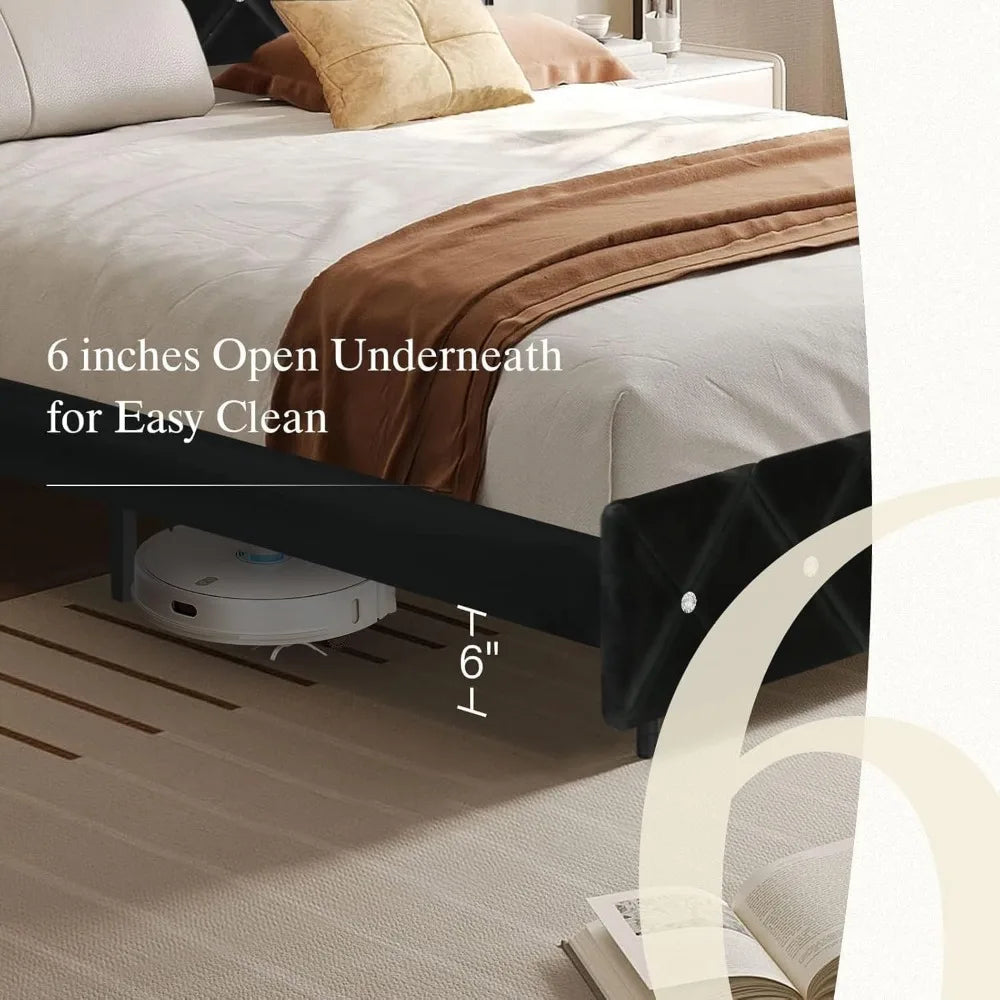 Hlivelood Queen LED Upholstered Bed Frame – Modern Platform with Light & Padded HeadboardHlivelood bed frame, queen LED bed, upholstered platform bed, modern queen bed frame, LED light bed, padded headboard bed, queen bedro
