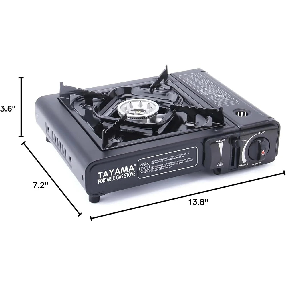 Portable Butane Gas Camping Stove – 8,000 BTU with Automatic Ignition, Carrying Case & User Manual
