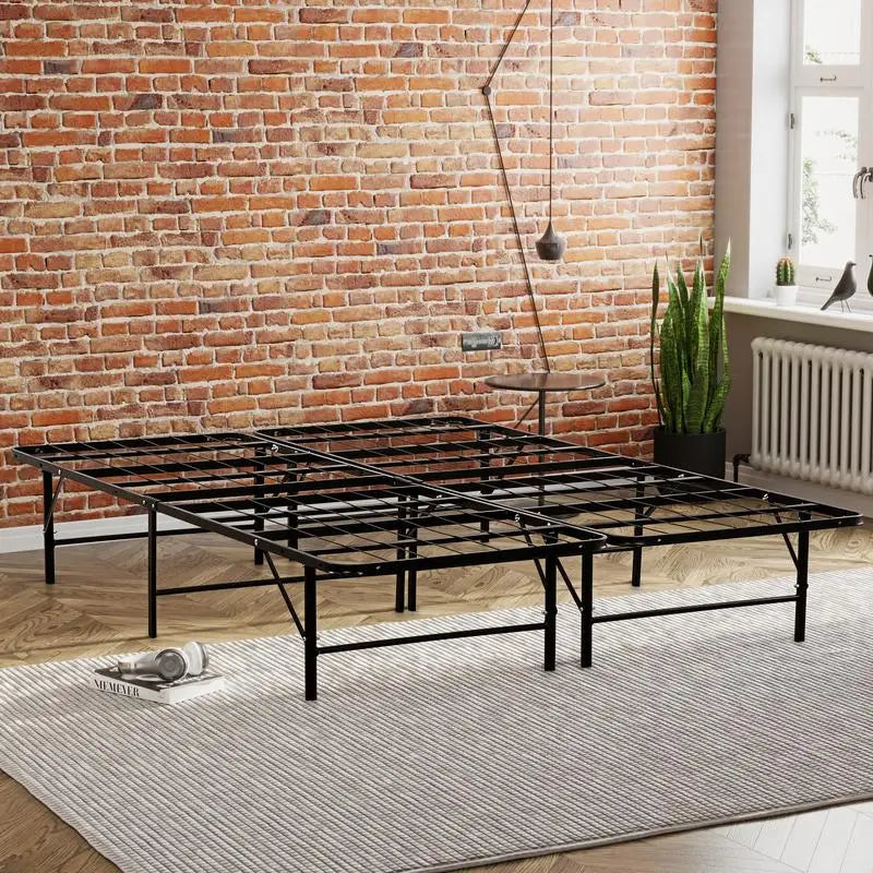 King Size Metal Bed Frame, Black, Durable Mattress Foundation Base