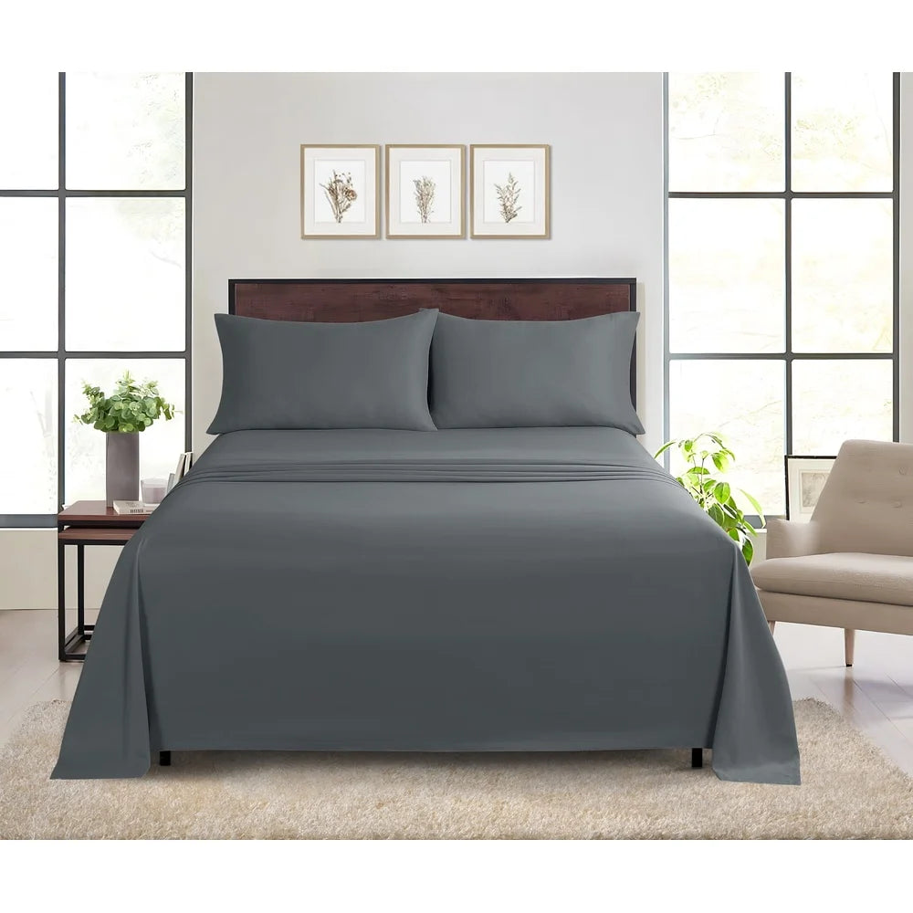 7 Piece King Reversible Quilt Set with Coordinated Sheets Soft Lightweight Bedding Easy Care Eco-Friendly Tote Bag