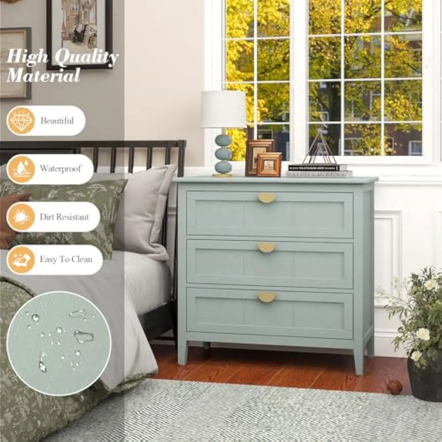 Modern 3-Drawer Wood Dresser – Farmhouse Chest & Bedroom Cabinet (30" Wide)