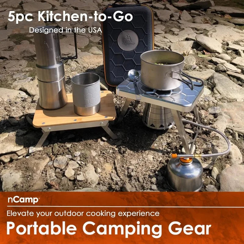 nCamp Kitchen-to-Go 5-Piece Bundle – Portable Outdoor Cooking Set