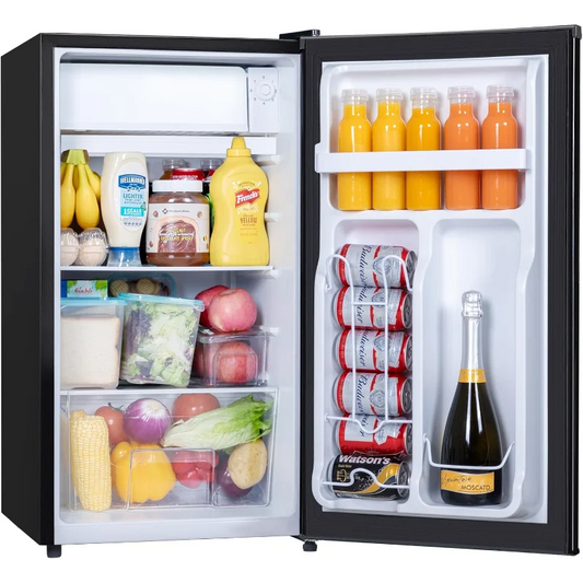 3.2 Cu.Ft Mini Fridge with Freezer – Compact Refrigerator with Reversible Door, Low Noise & Energy-Saving