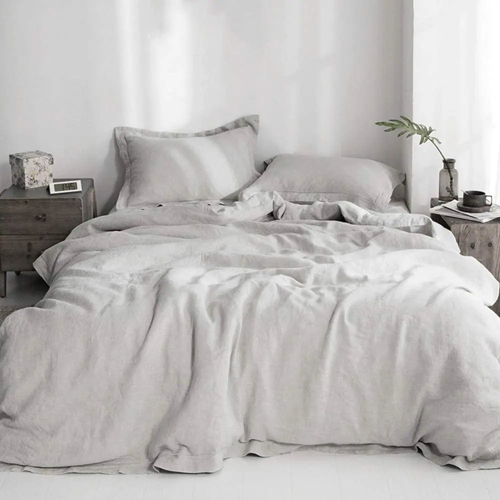 Simple&Opulence 100% Linen Bedding Set – 3-Piece Boho Comforter & Duvet Cover