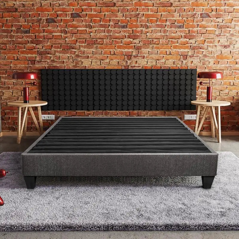 Twin XL Upholstered Platform Bed Frame, Dark Grey, Modern Easy-Assembly Design