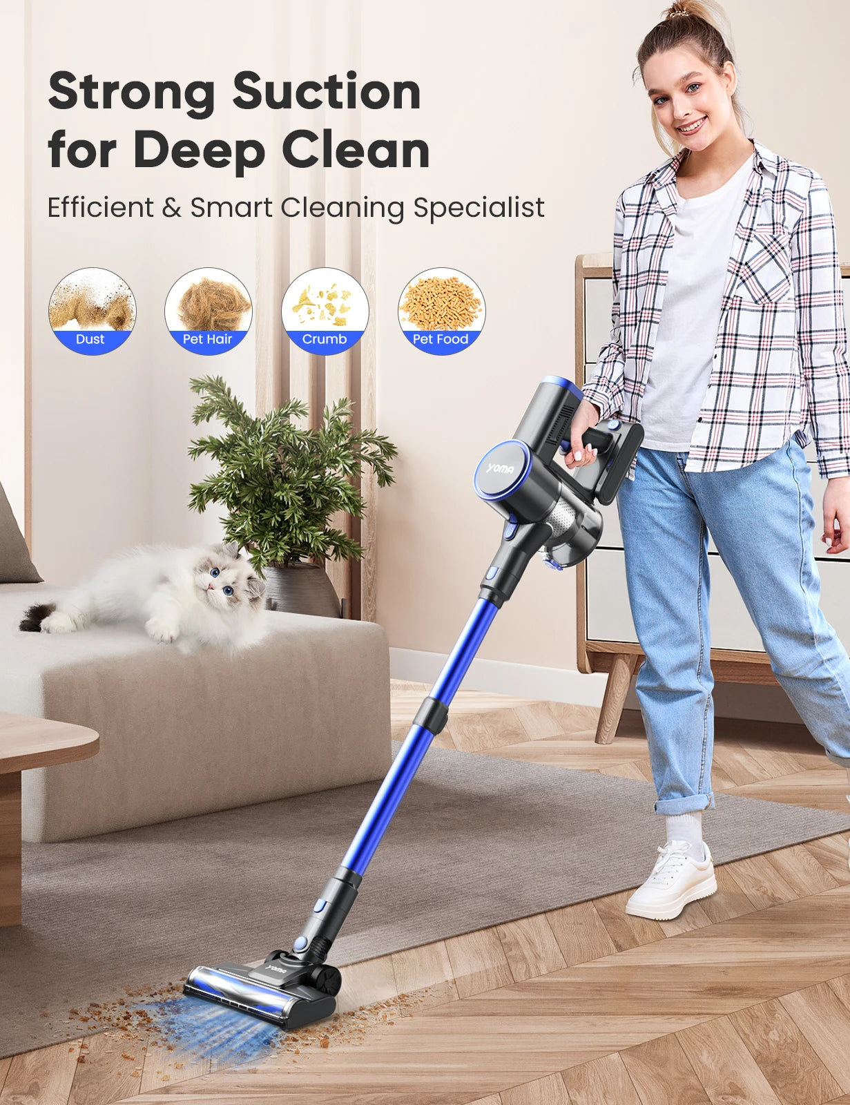 YOMA N12 Cordless Vacuum Cleaner – 6-in-1 Powerful Lightweight Stick Vacuum