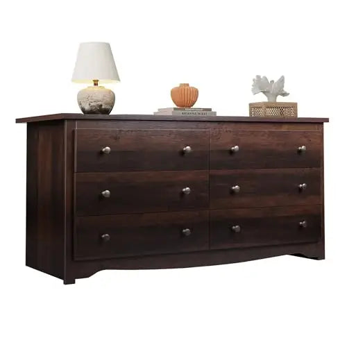 Wooden 6-Drawer Wide Dresser – Modern Chest & Closet Organizer