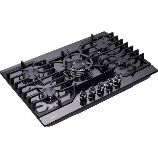 30" Gas Cooktop – 5-Burner Built-in Stainless Steel Stove Top, LPG/NG Convertible with Thermocouple Protection