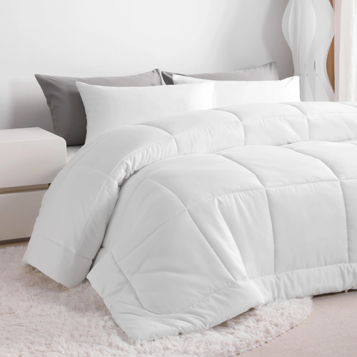 NTBAY Ultra Soft Down Alternative Comforter – Twin Size 68x90 White Quilted Duvet Insert