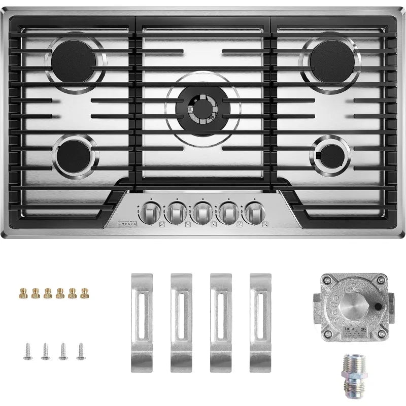 Empava 36" Gas Cooktop – 5 Italy SABAF Sealed Burners, NG/LPG Convertible, Stainless Steel