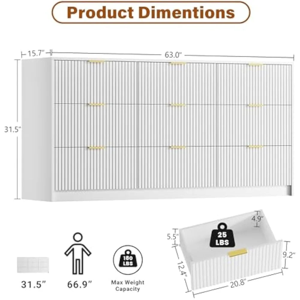 Drawer Dresser with LED Lighting & Built-in Power Outlet