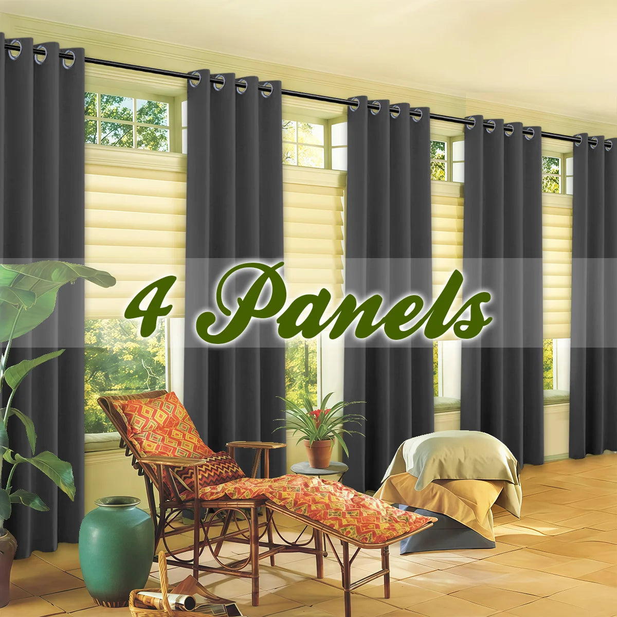 4-Piece Blackout Curtains – Grommet Top Thermal Insulated Panels for Bedroom & Living Room