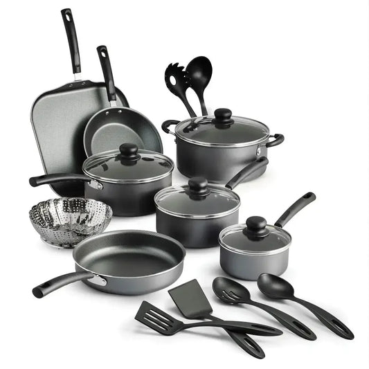 22-Piece Nonstick Aluminum Cookware Set – Complete Pots & Pans with Lids and Kitchen Utensils
