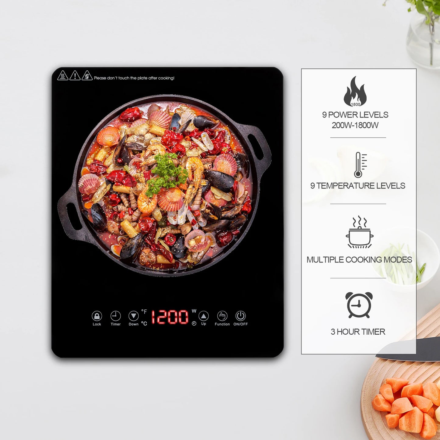 Sweetmile Portable Induction Cooktop – 1800W Sensor Touch Stove with Safety Lock