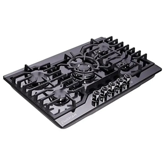30" 5-Burner Gas Cooktop – Stainless Steel Stove Top, LPG/NG Convertible, Thermocouple Safety, Cast Iron Grates