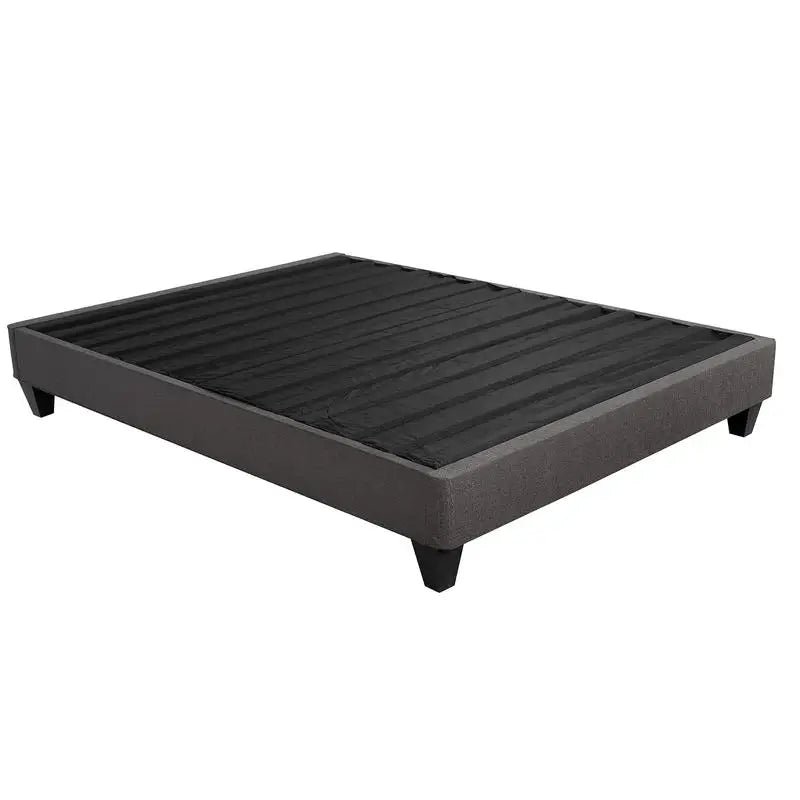 Twin XL Upholstered Platform Bed Frame, Dark Grey, Modern Easy-Assembly Design