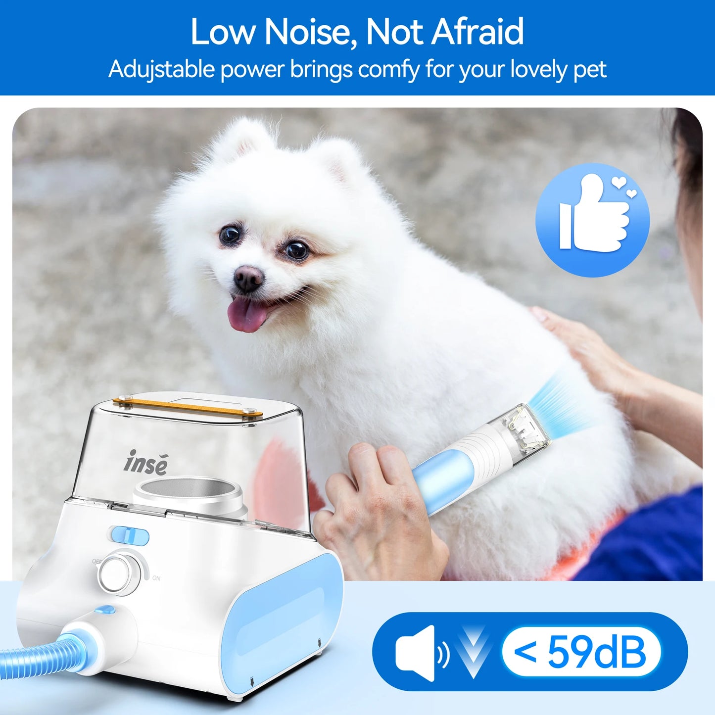 INSE P30 Dog Grooming Vacuum, 4.5L Large Collector, Smart Suction Control Pet Grooming Kit
