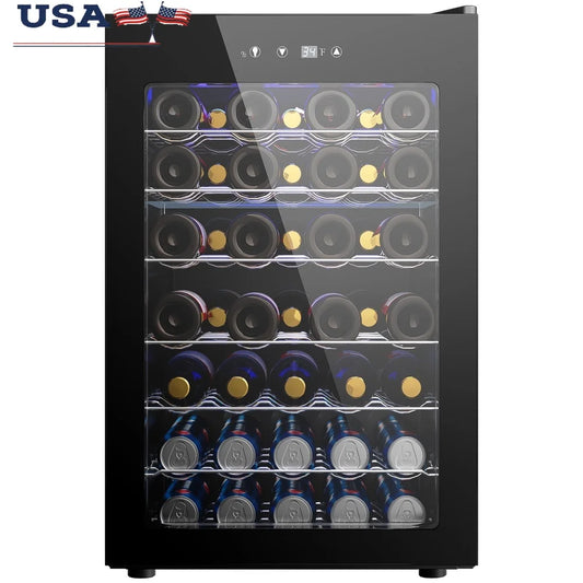44-Bottle Wine Cooler – Mini Refrigerator with Glass Door, Adjustable Temp, LED & Quiet Operation