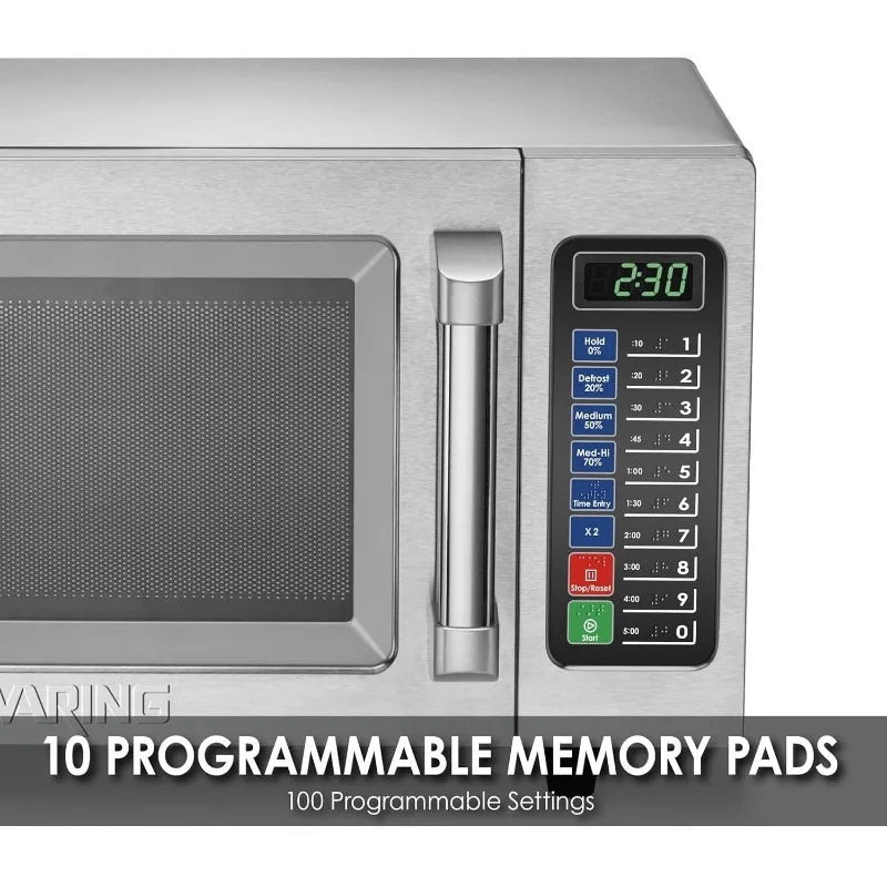 Waring Commercial WMO90 Medium Duty Microwave Oven,0.9 Cubic Feet,10 Programmable Memory Settings,5 Power Levels,5-15 Phase Plug