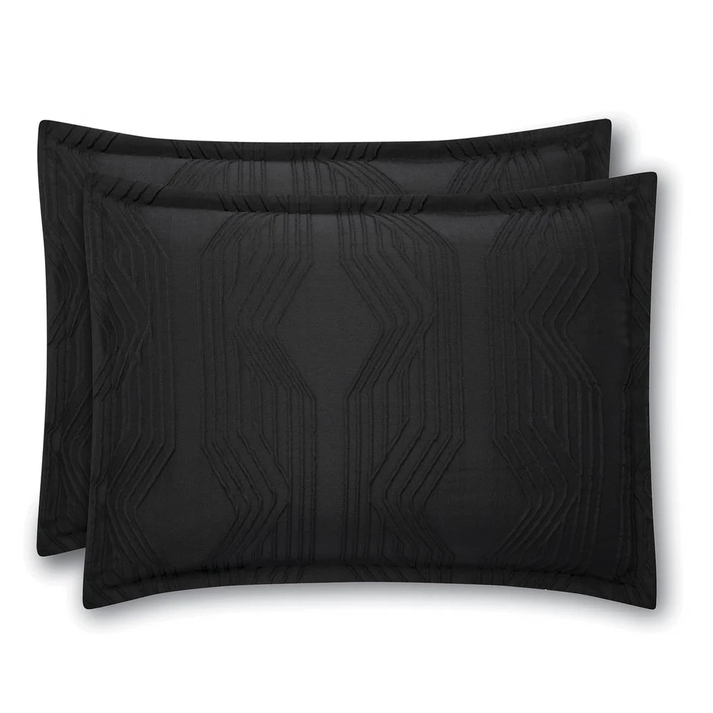 5-Piece Black Jacquard Comforter Set – Full/Queen Size with Shams & Decorative Pillow