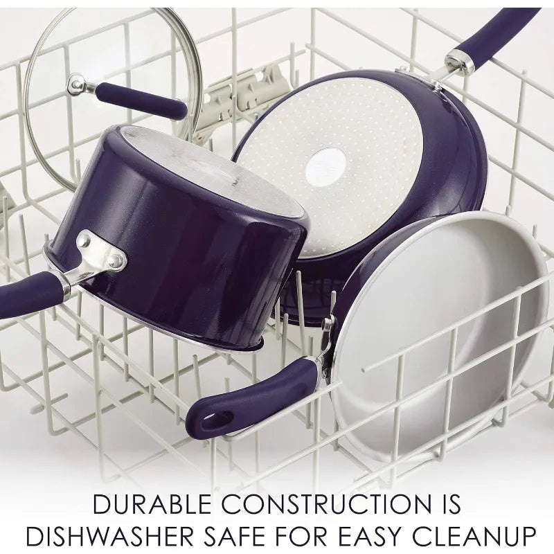 Rachael Ray Create Delicious Nonstick Cookware Pots and Pans Set, 13 Piece, Purple Shimmer