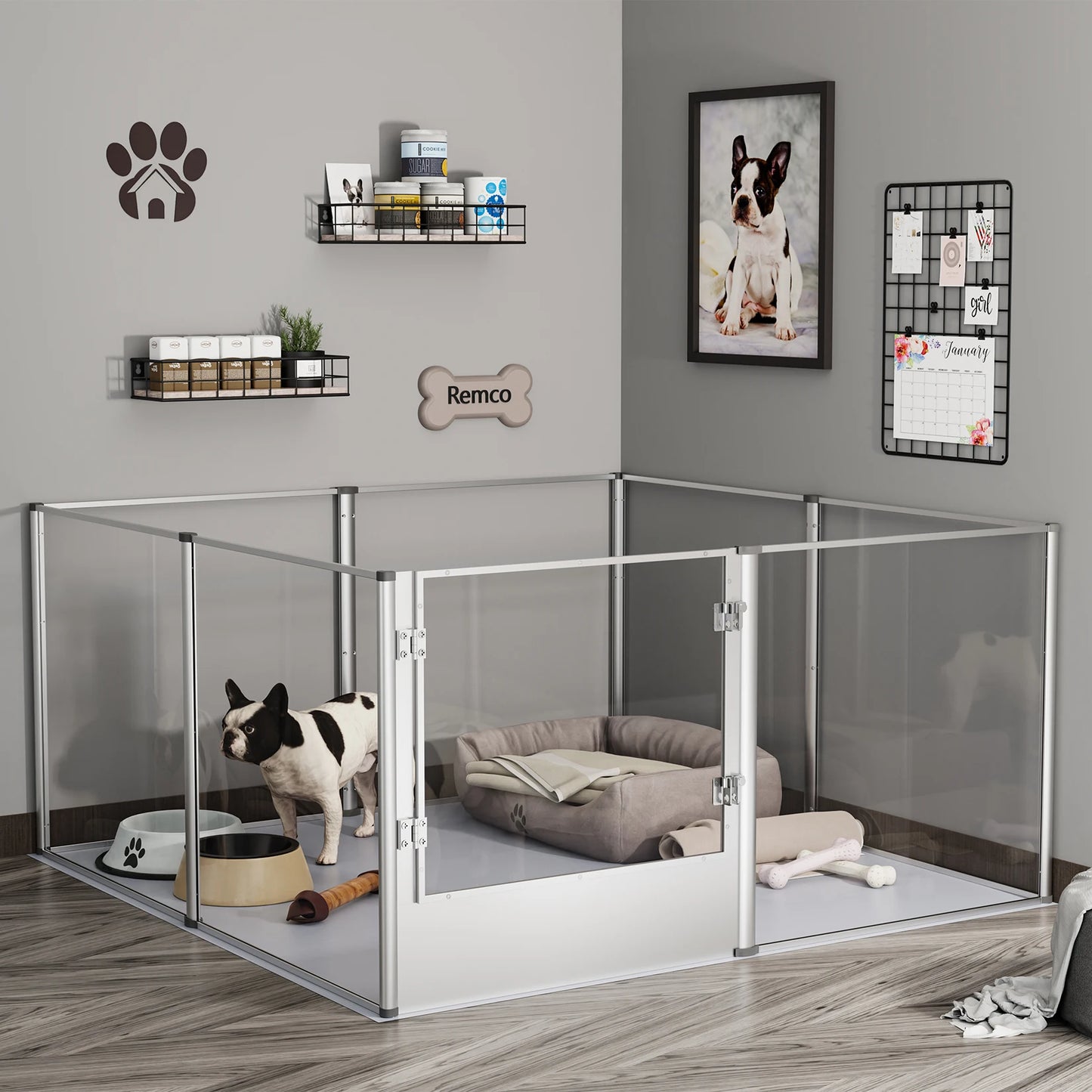 Clear Whelping Box with Pad – BingoPaw Acrylic Indoor Playpen