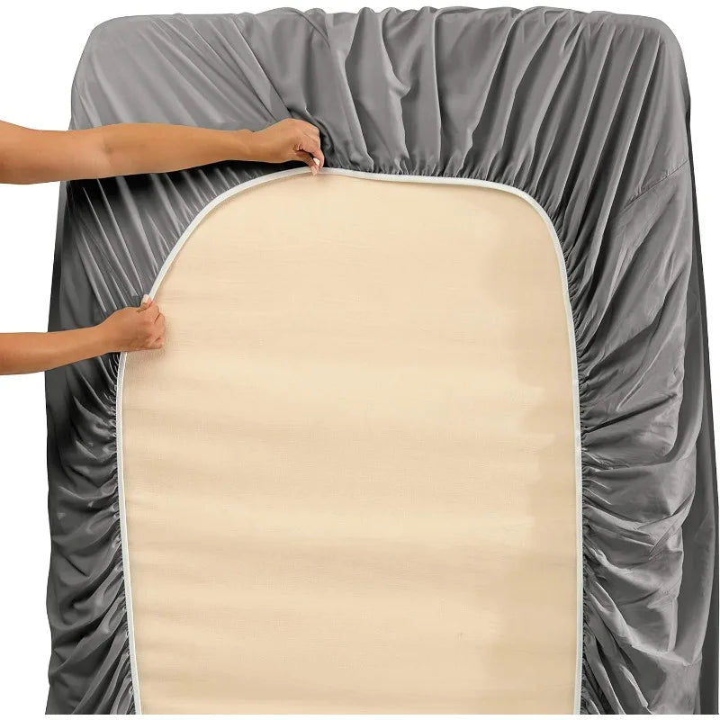 Extra Deep Pocket King Size Sheets Sets - Fits Mattress 18-24 Inches, 6 Piece - Grey Sheets