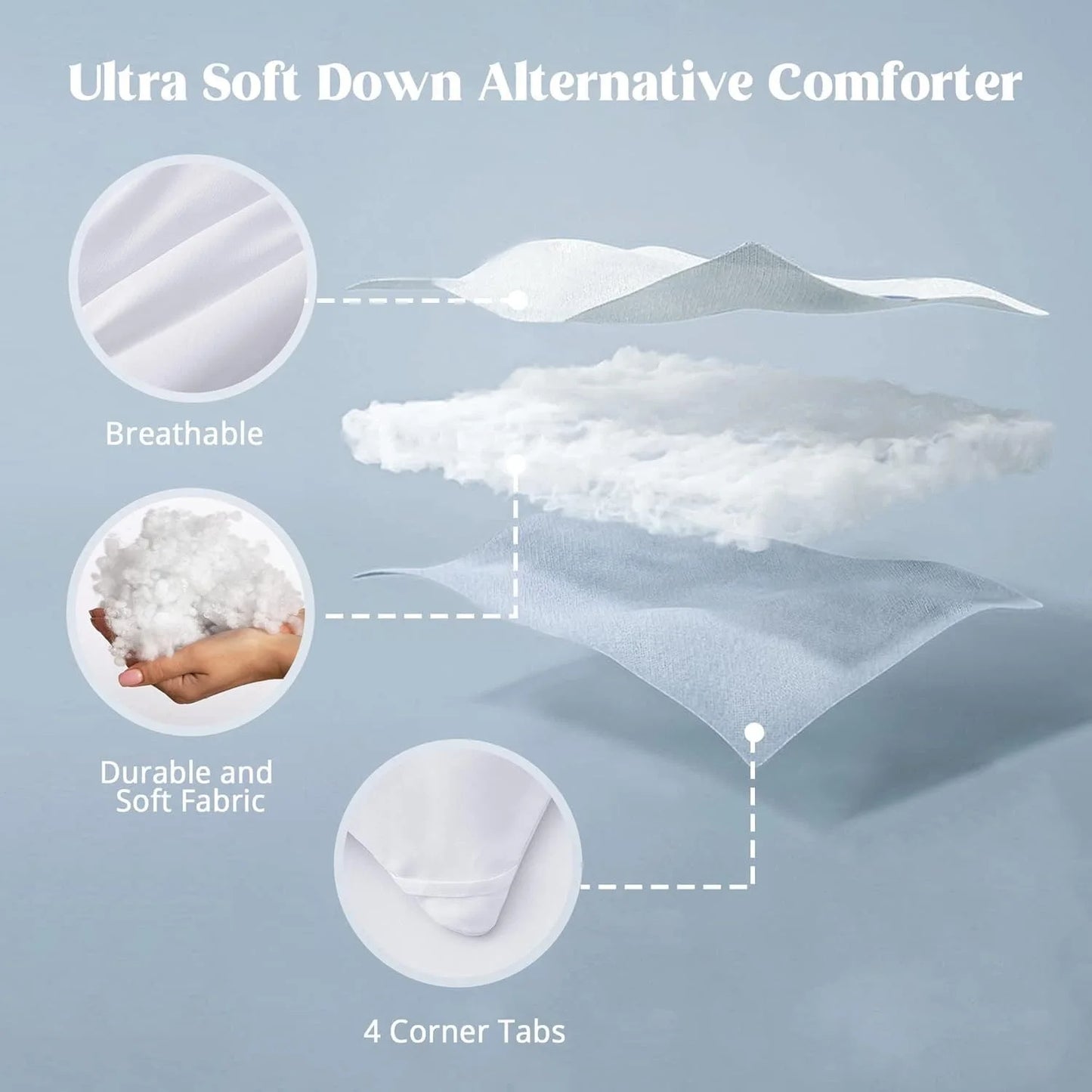 Tex Stead All-Season Down Alternative Comforter – Queen Size Duvet Insert with Corner Tabs, Hotel Collection Bedding