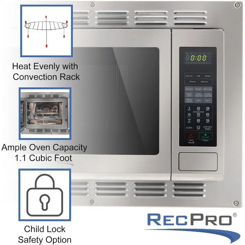 RecPro RV Convection Microwave – 1.1 cu. ft Stainless Steel, 120V RV Appliance