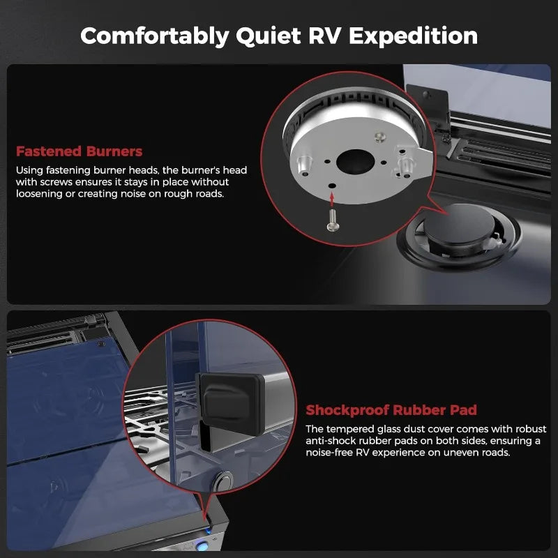 CAMPLUX Classic RV Propane Range – 17" Oven with 3-Burner Cooktop, RV Propane Stove & Oven Combo