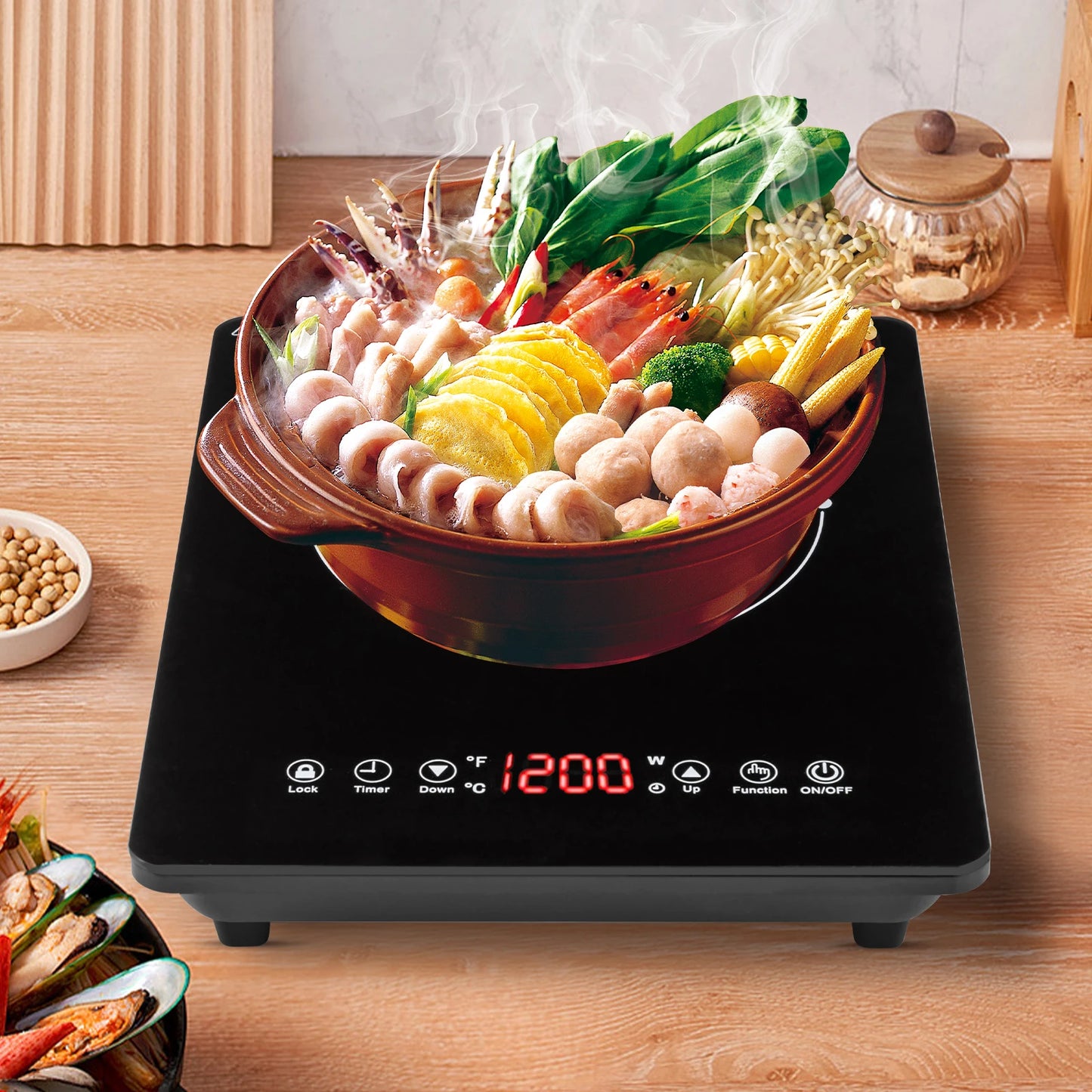 Sweetmile Portable Induction Cooktop – 1800W Sensor Touch Stove with Safety Lock