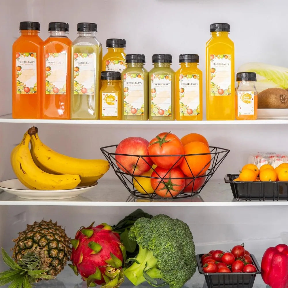 Hot-Sell! 100pcs 12oz Plastic Reusable Juice Bottles with Caps – Clear Bulk Beverage Containers with Lids, Labels, Funnel & Brush