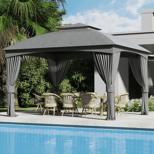 11x13 Ft Heavy-Duty Outdoor Gazebo, Double Roof Pavilion with Galvanized Steel Frame
