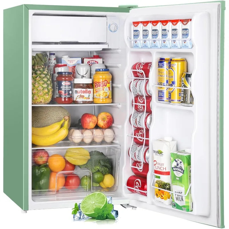 Upstreman 3.2 Cu.Ft Mini Fridge with Freezer – Single Door Compact Refrigerator with Adjustable Thermostat, Ideal for Dorms & Offices