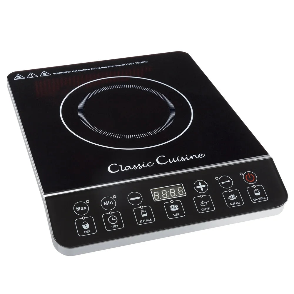 Portable Induction Cooker 1800W Electric Cooktop Burner – Safety Lock, Auto Shut-Off, 10 Power Settings, Compact Cooking Stove
