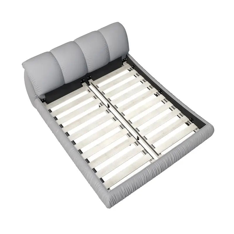 King Size Luxury Upholstered Platform Bed, Oversized Padded Backrest, Solid Wood Frame