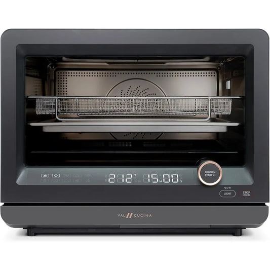 7-in-1 Steam Convection Oven – Air Fry, Bake & More (1500W, Black)steam convection oven, 7 in 1 countertop oven, air fry bake sous vide, 1500W black oven