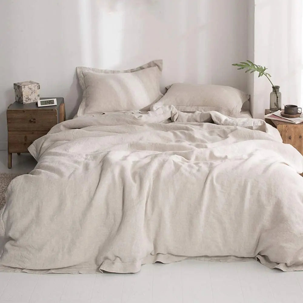 Simple&Opulence 100% Linen Bedding Set – 3-Piece Boho Comforter & Duvet Cover